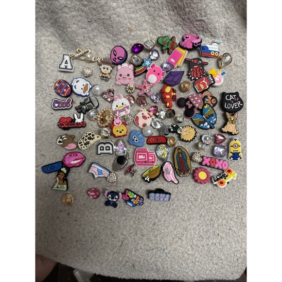 The Unbranded Brand Shoes - Lot of 75 + Croc Charms In a Box Multiple Characters, Jewels. All Kinds Of Stuff